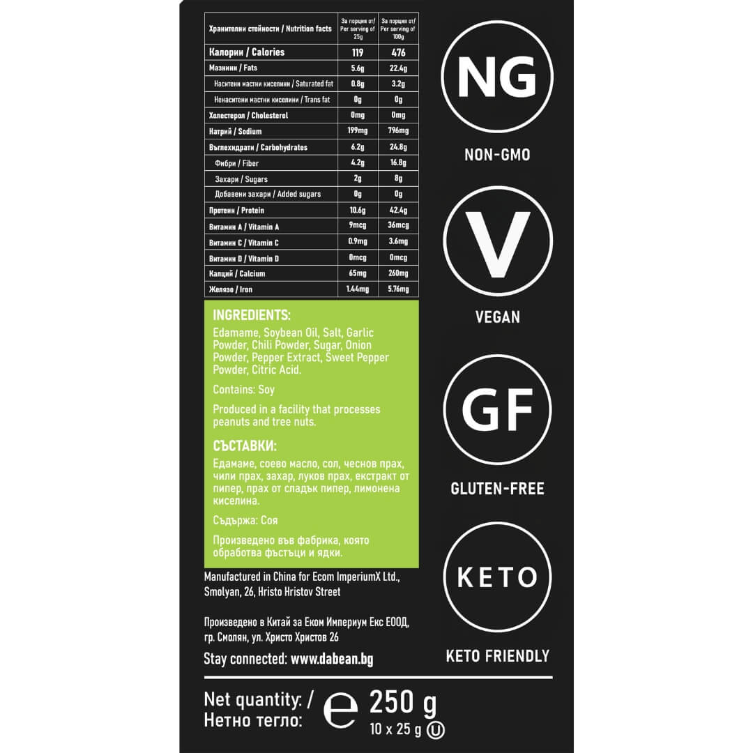 Печено едамаме от dabeanbg с вкус на чили